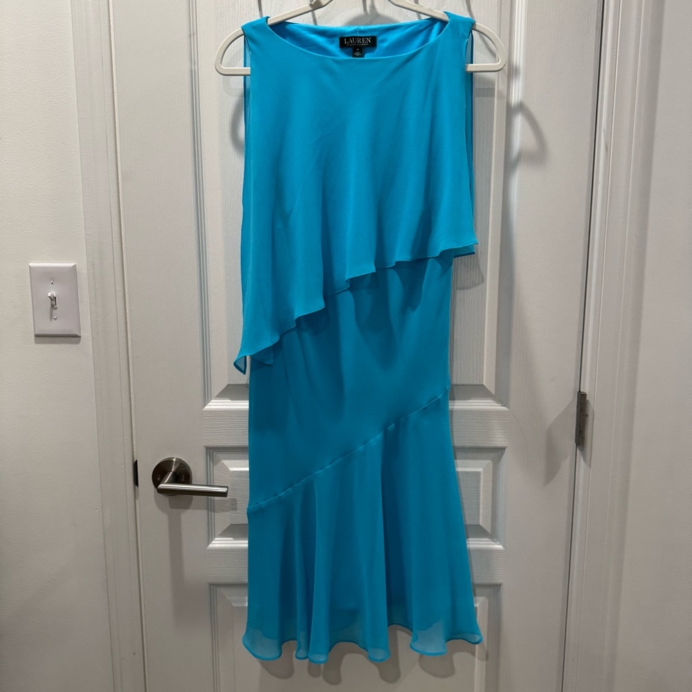 Ralph Lauren Asymmetrical Turquoise Dress